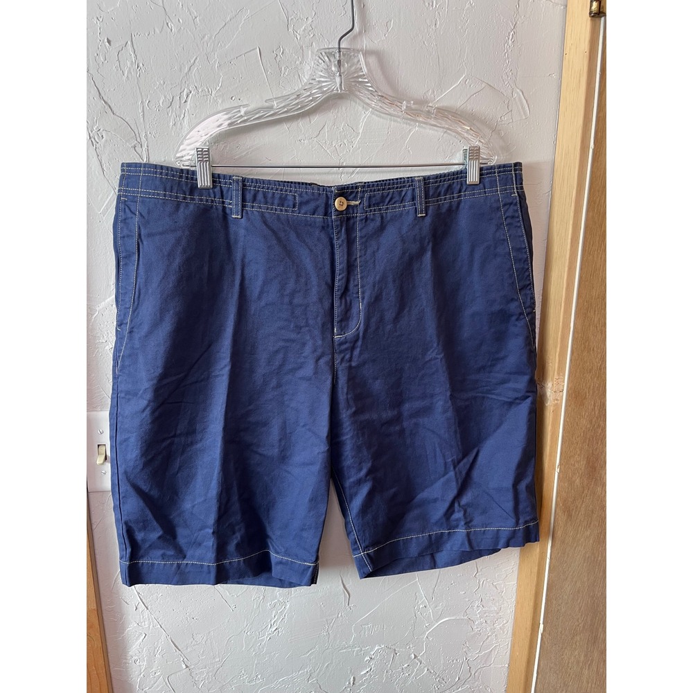 Tommy Bahama Mens XXL Navy Blue Pima Cotton‎ Linen Blend Elastic Back Shorts